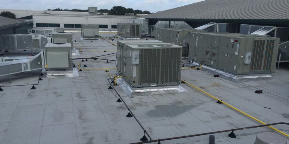 Roof with HVAC equipment
